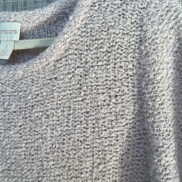 Pink tunic sweater, blush pink sweater with lace trim, Chicos tunic sweater - Picture 4 of 8